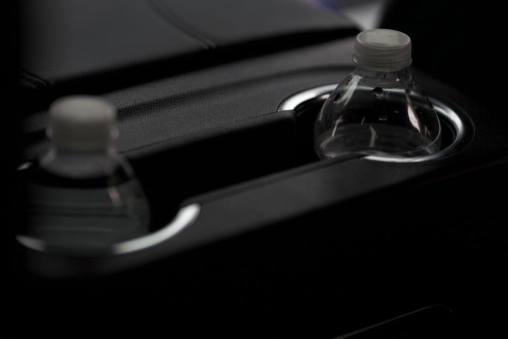 Complimentary bottled water in the rear cabin